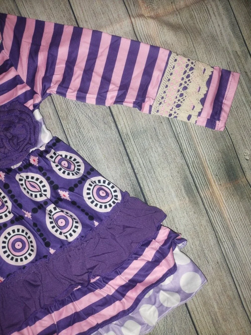 Boutique Purple Ruffle Tunic Dress & Leggings Girls Outfit